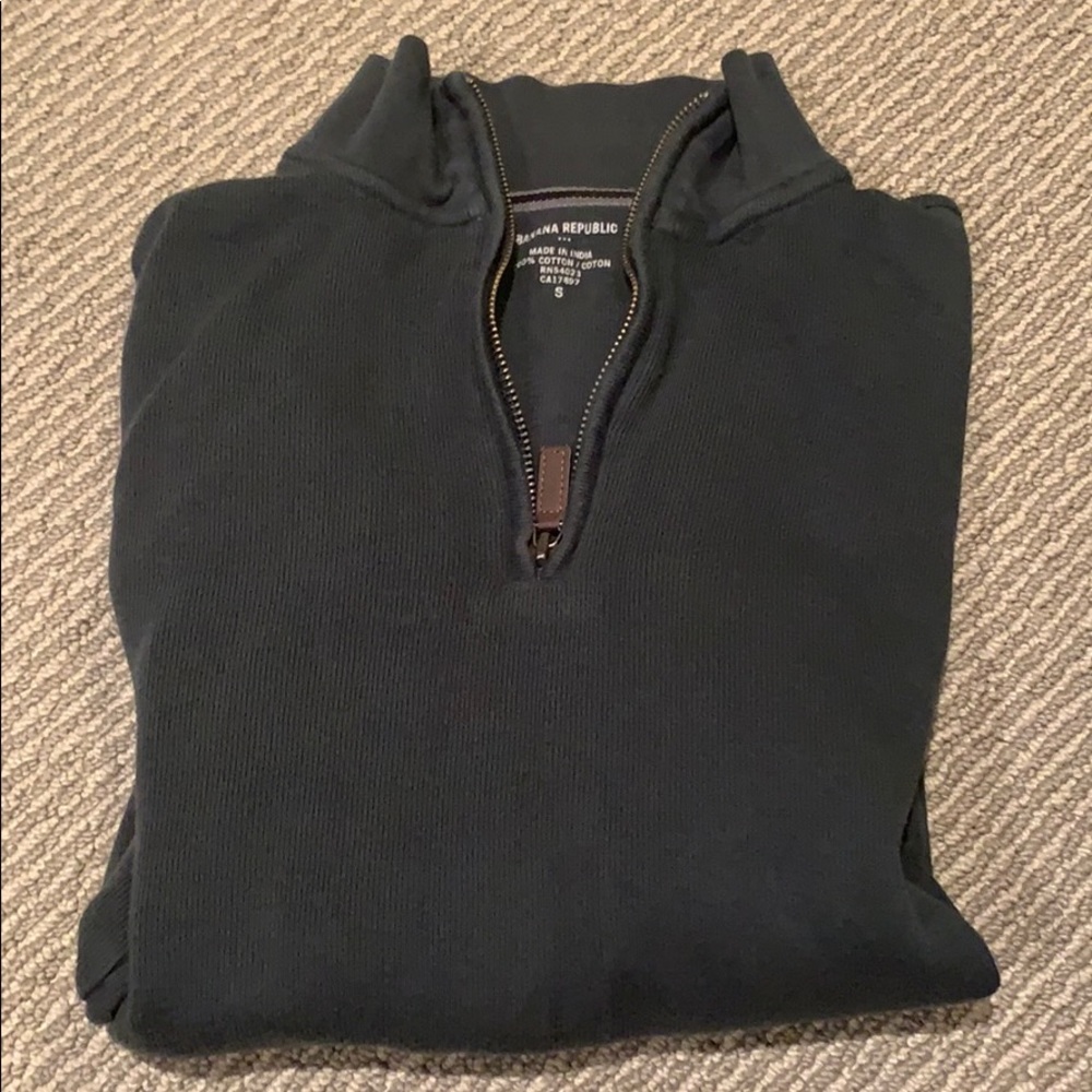 Banana republic mens small green q zip elbow patch